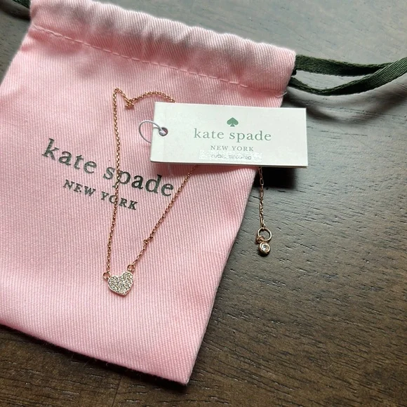 💖HP💖  NWT Kate Spade heart necklace rose gold - Picture 2 of 3